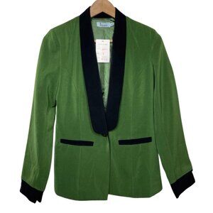ITALIAGOGO | NWT Green Blazer with Black Pocket and Lapel Details | Size S